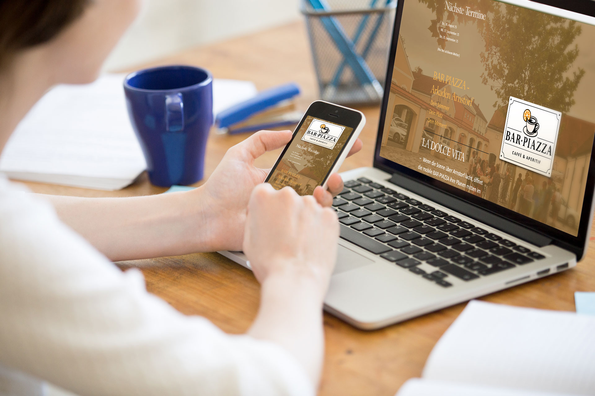 Webdesign, Logogestaltung BAR PIAZZA in Arnstorf